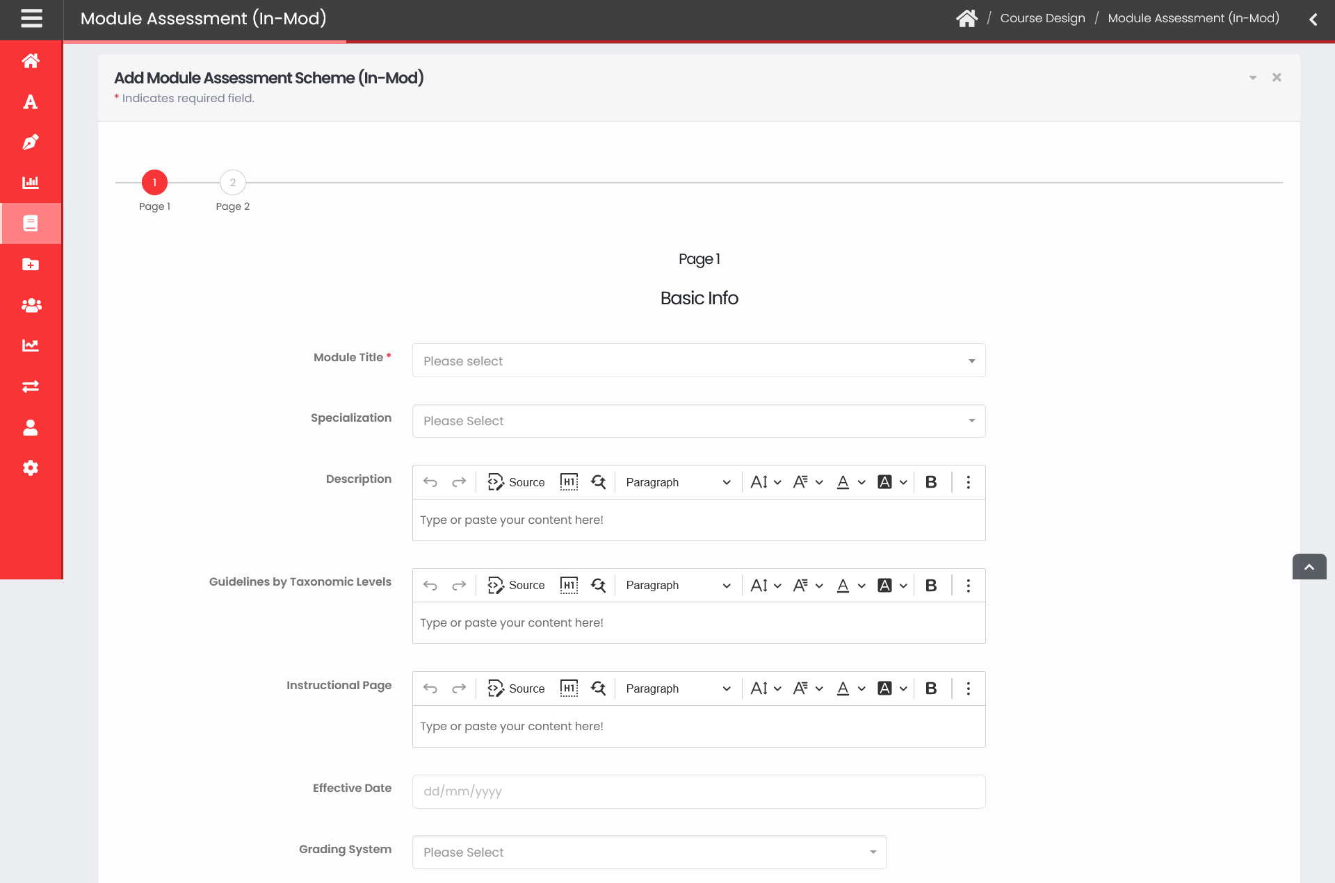 Assessment Scheme Management